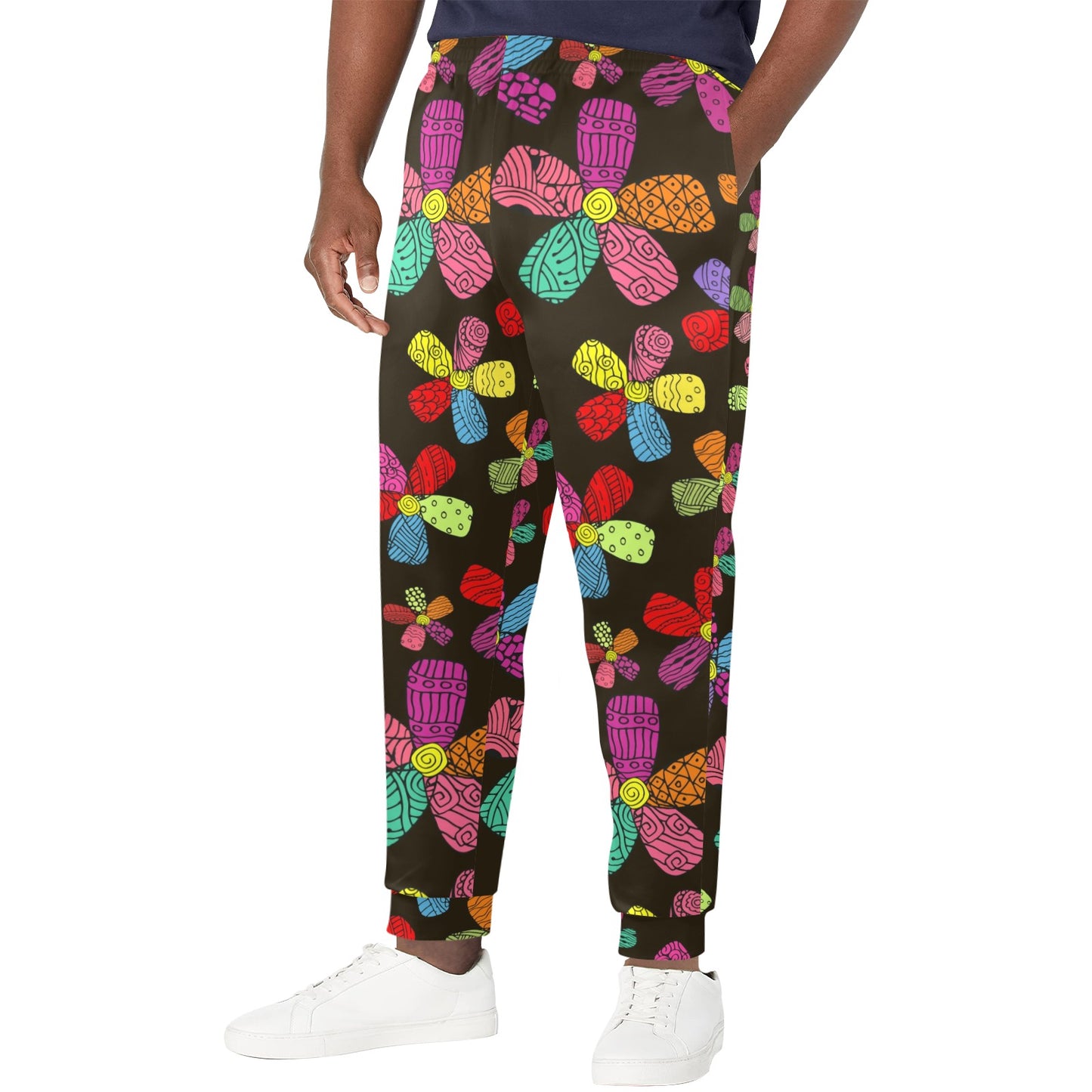 Flower Power Colorful Print Pattern Men's Casual Track Pants