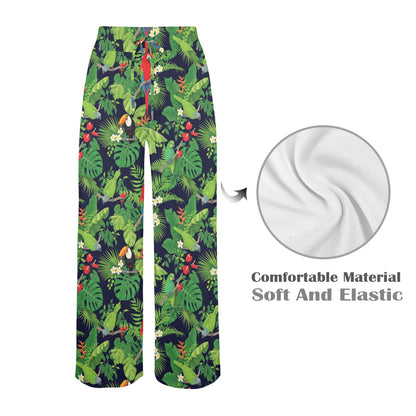 Rainforest Parrot Pattern Print Design A03 Women's Wide Leg Lounge Pants