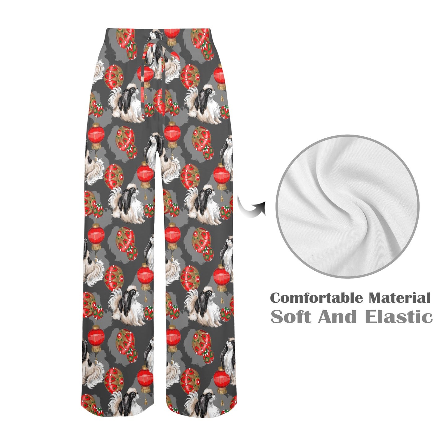 Japanese Chin Pattern Print Design 02 Women's Wide Leg Lounge Pants