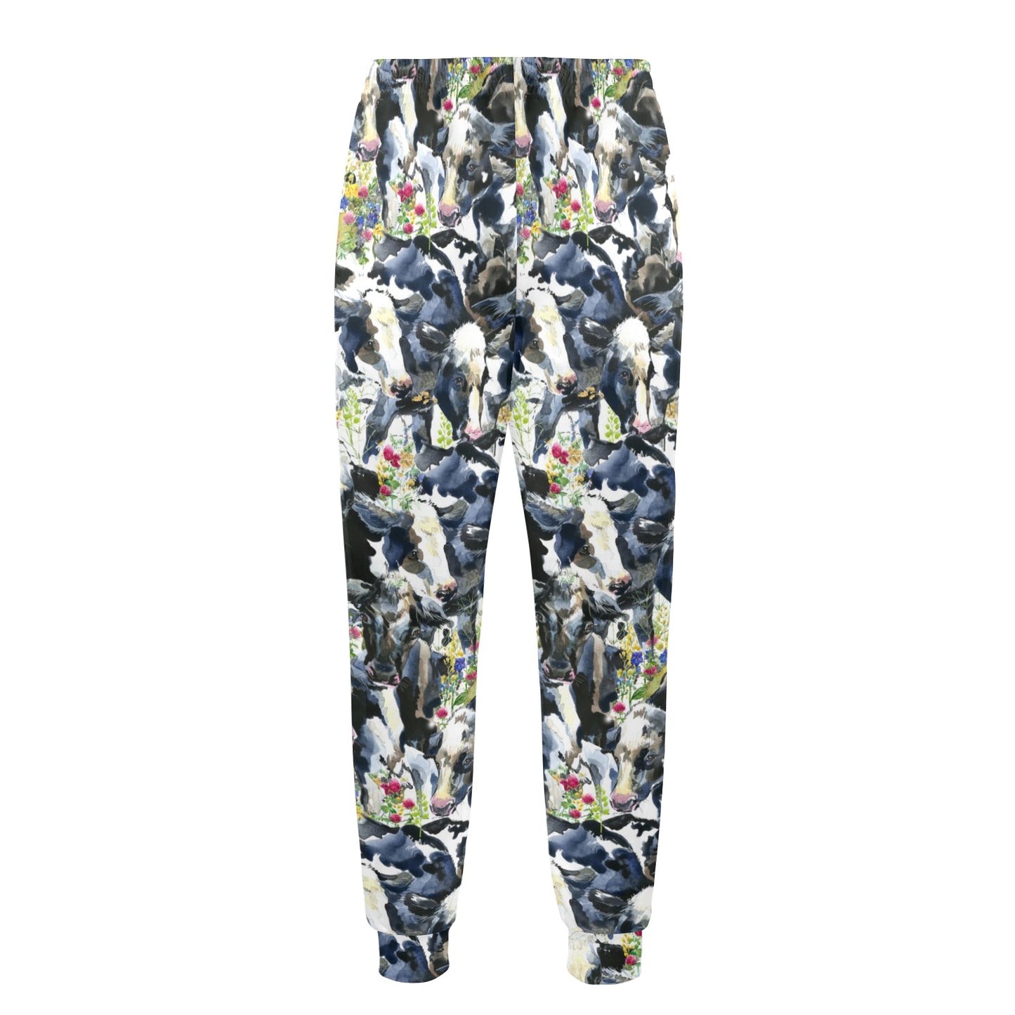 Cow Watercolor Print Pattern Men's Casual Track Pants