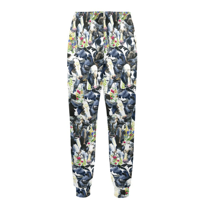 Cow Watercolor Print Pattern Men's Casual Track Pants