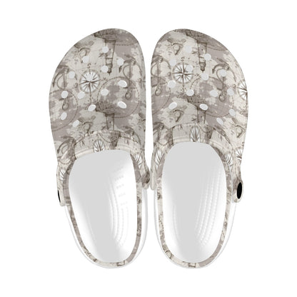 Nautical Map Design Themed Print Unisex Clogs Shoes