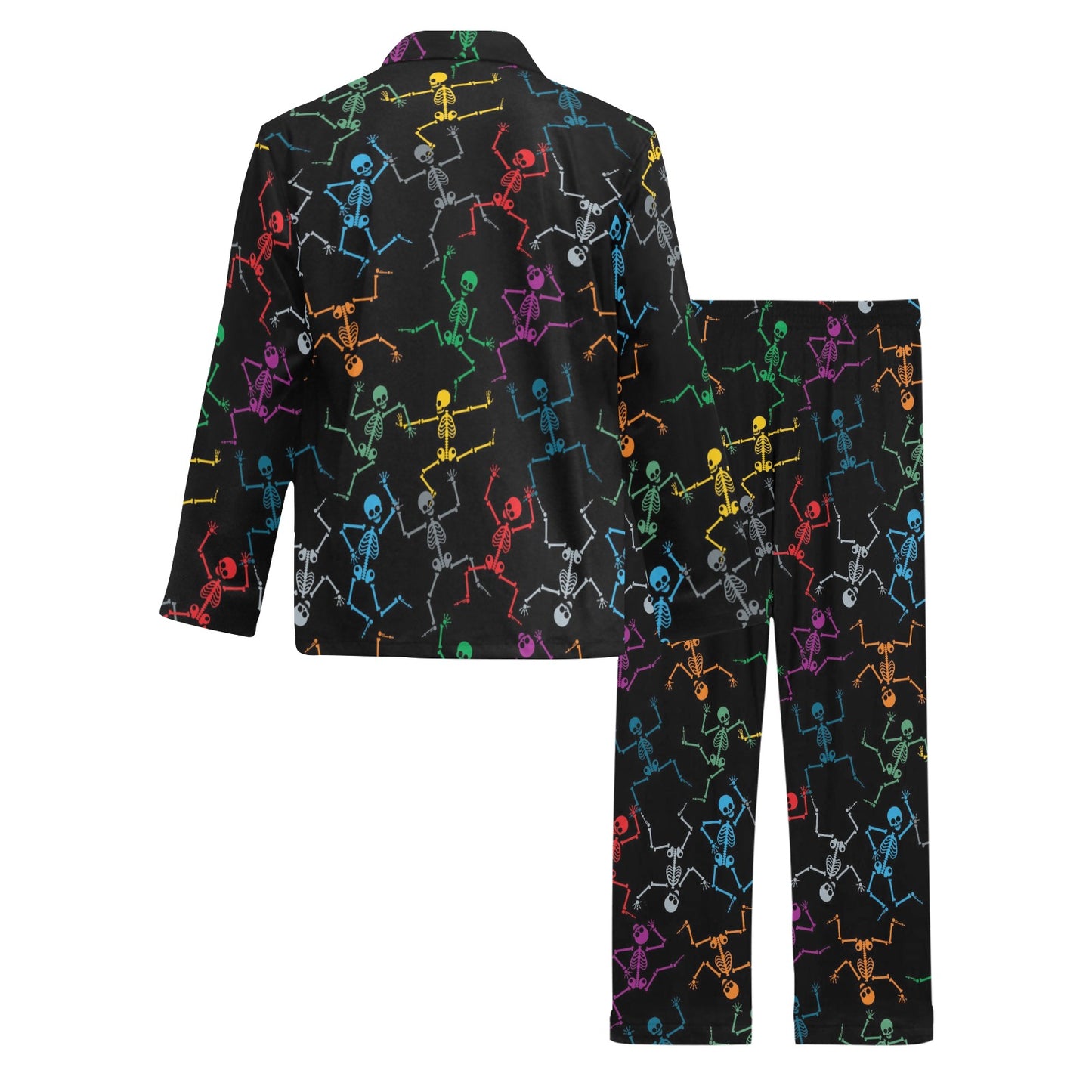 Skeleton Colorful Print Design LKS302 Men's Long Pajama Set