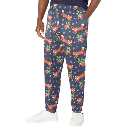 Fox Strawberry Print Pattern Men's Casual Track Pants