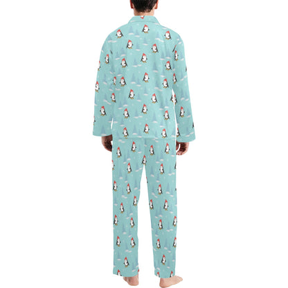 Ski Penguin Print Design LKS304 Men's Long Pajama Set