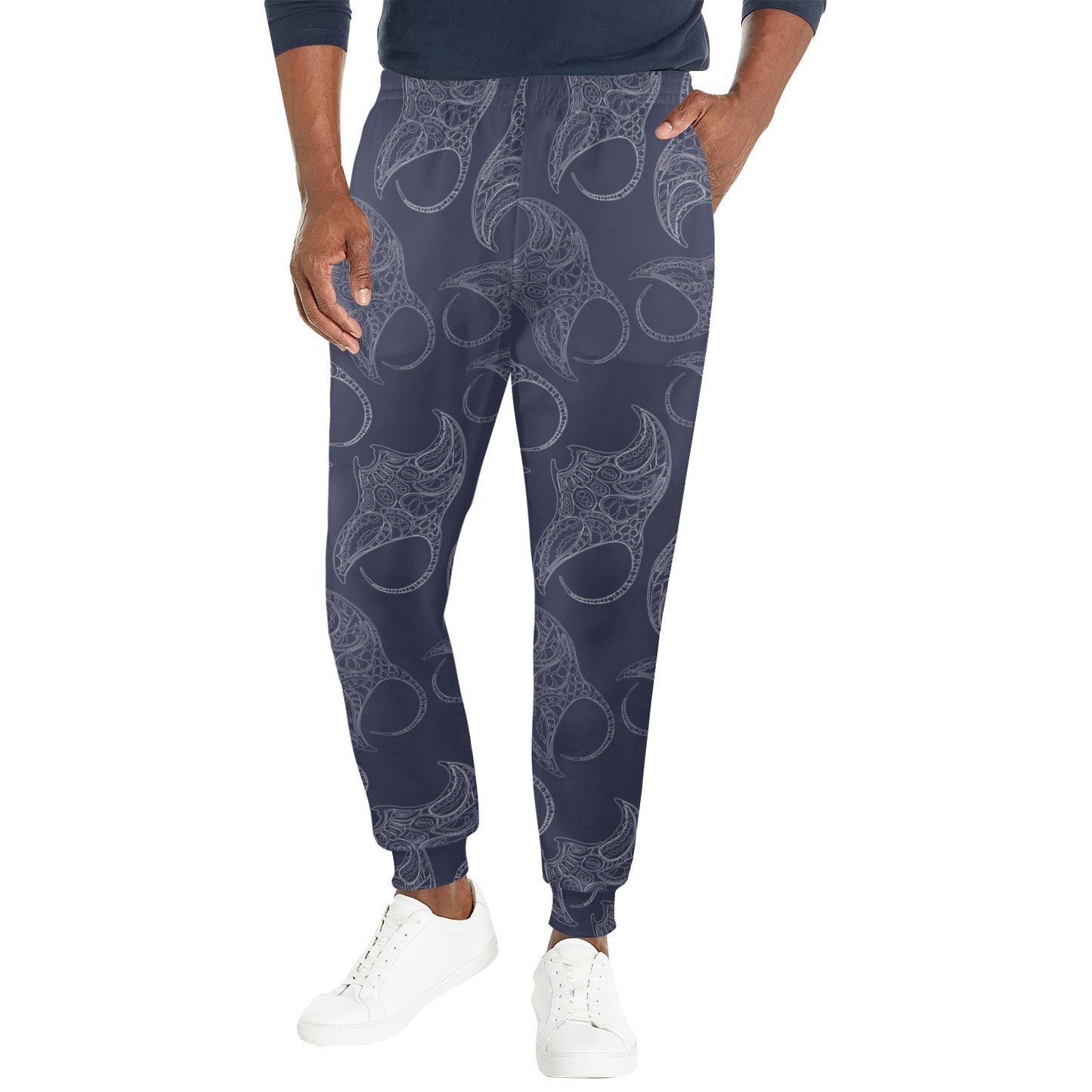 Manta Ray Pattern Print Design 01 Men's Casual Track Pants