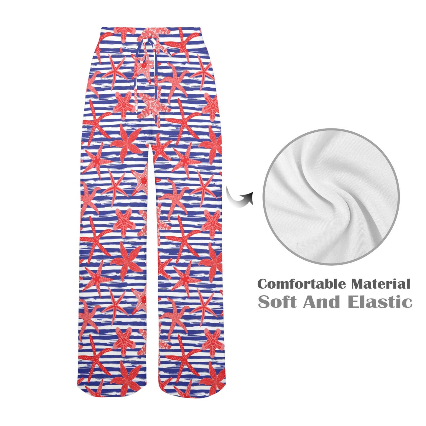 Starfish Print Design LKS401 Women's Wide Leg Lounge Pants