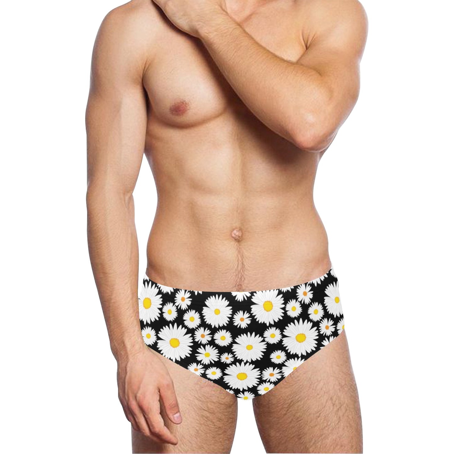Daisy Pattern Print Design 01 Men's Swimming Briefs