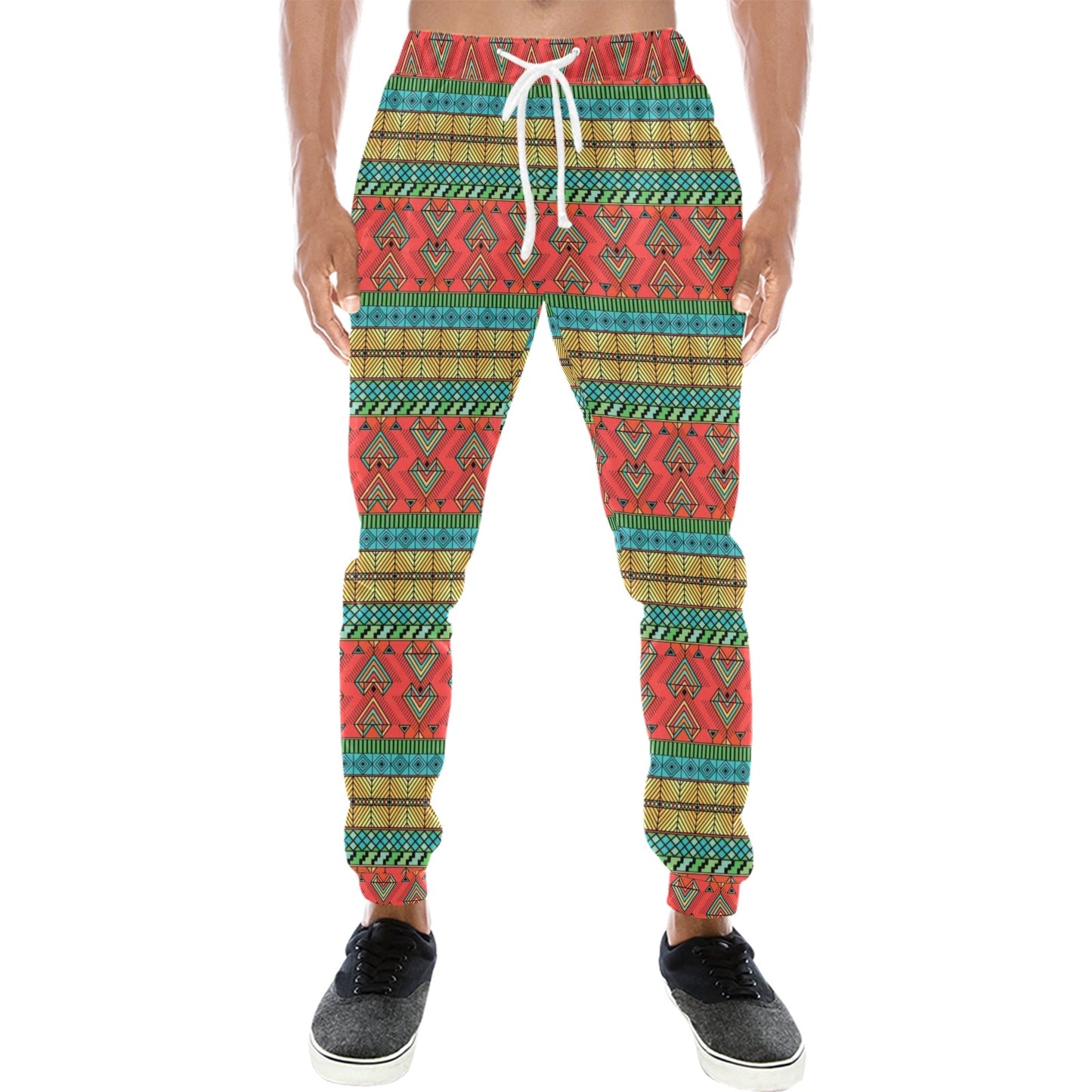 African Colorful Zigzag Print Pattern Men's Sweatpants