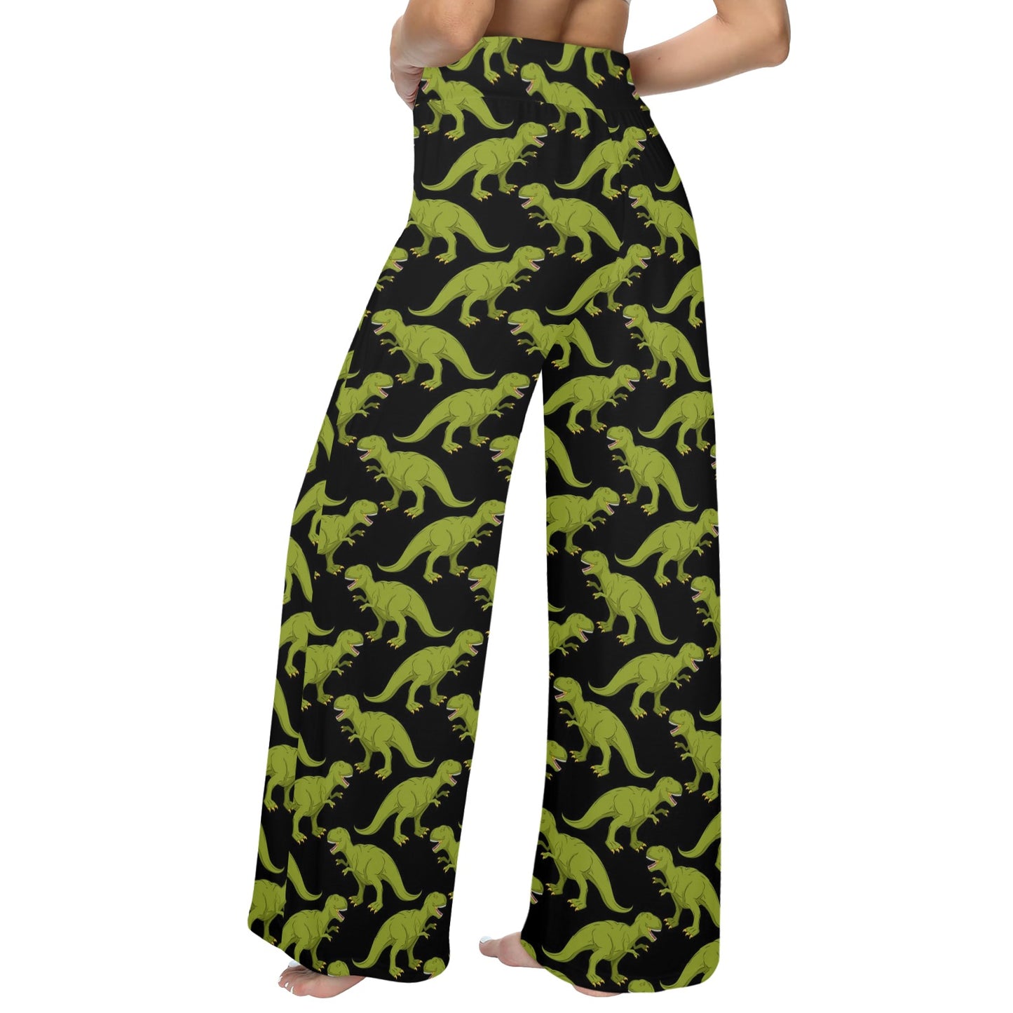T Rex Pattern Print Design A02 Women's Wide Leg Lounge Pants