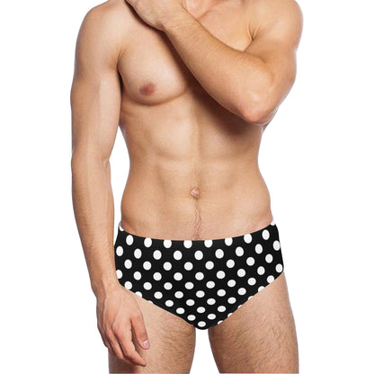 Polka Dot Black White Pattern Print Design 03 Men's Swimming Briefs