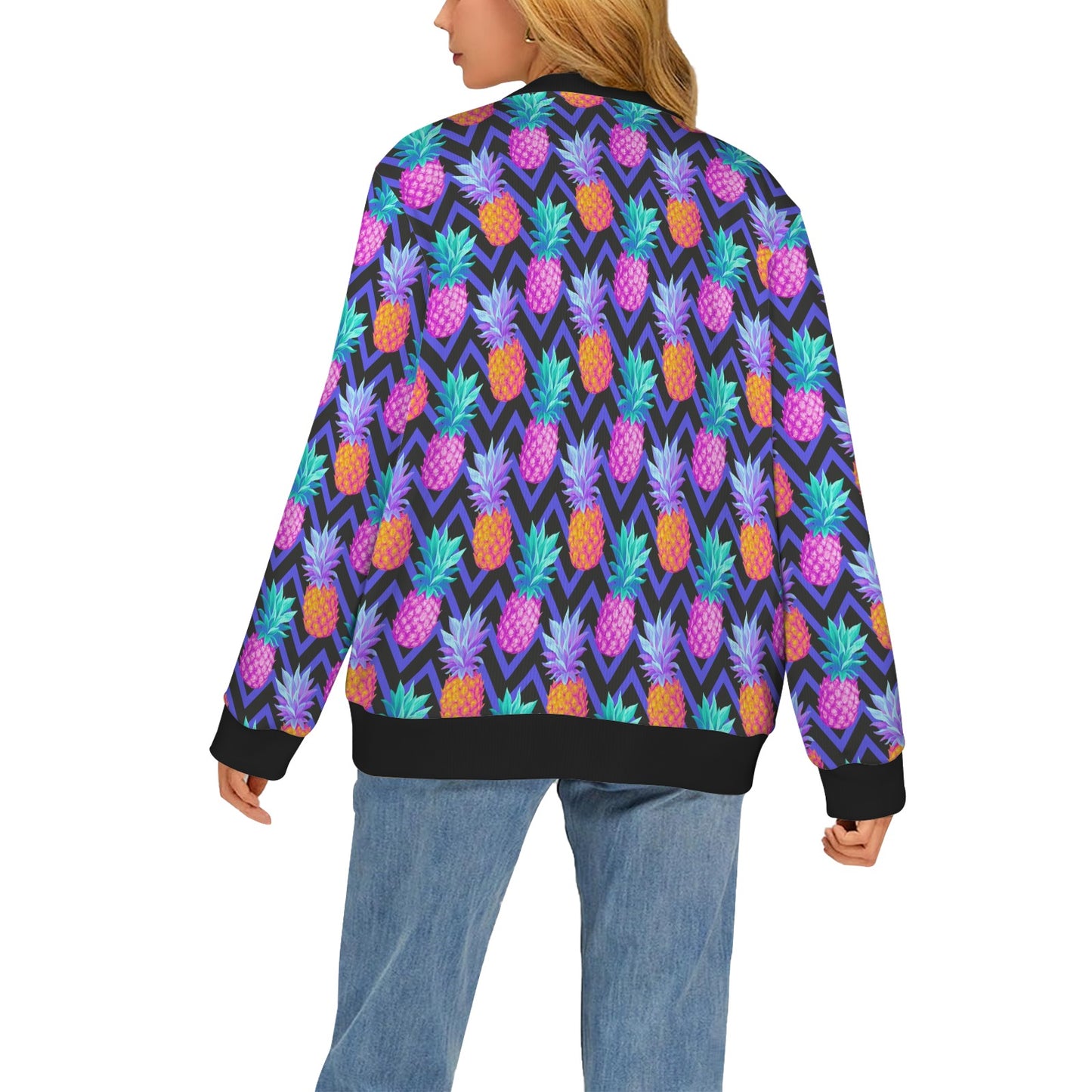Pineapple Color Art Pattern Women's Cardigan