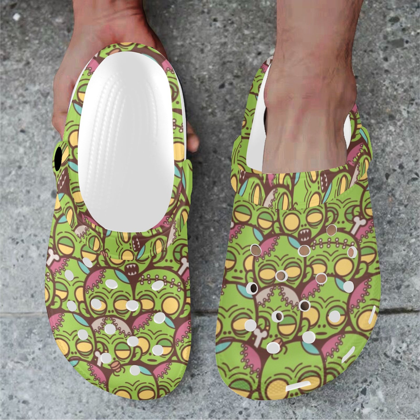 Zombie Head Design Pattern Print Unisex Clogs Shoes