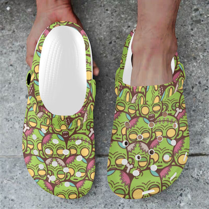 Zombie Head Design Pattern Print Unisex Clogs Shoes