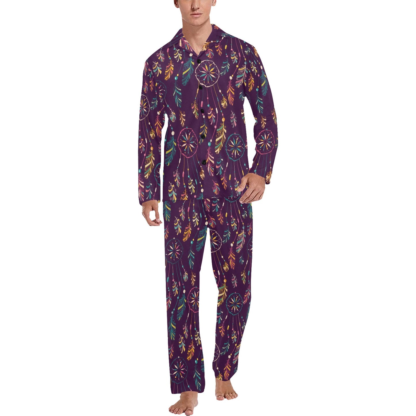 Dream Catcher Boho Design Men's Long Pajama Set