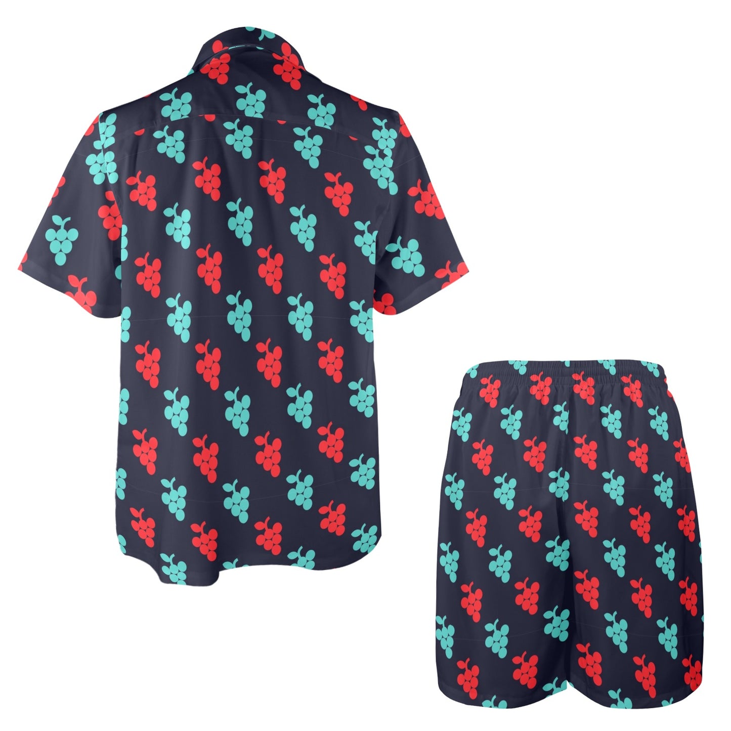 Grape Pattern Print Design GP07 Men's Beach Shirt and Shorts Set