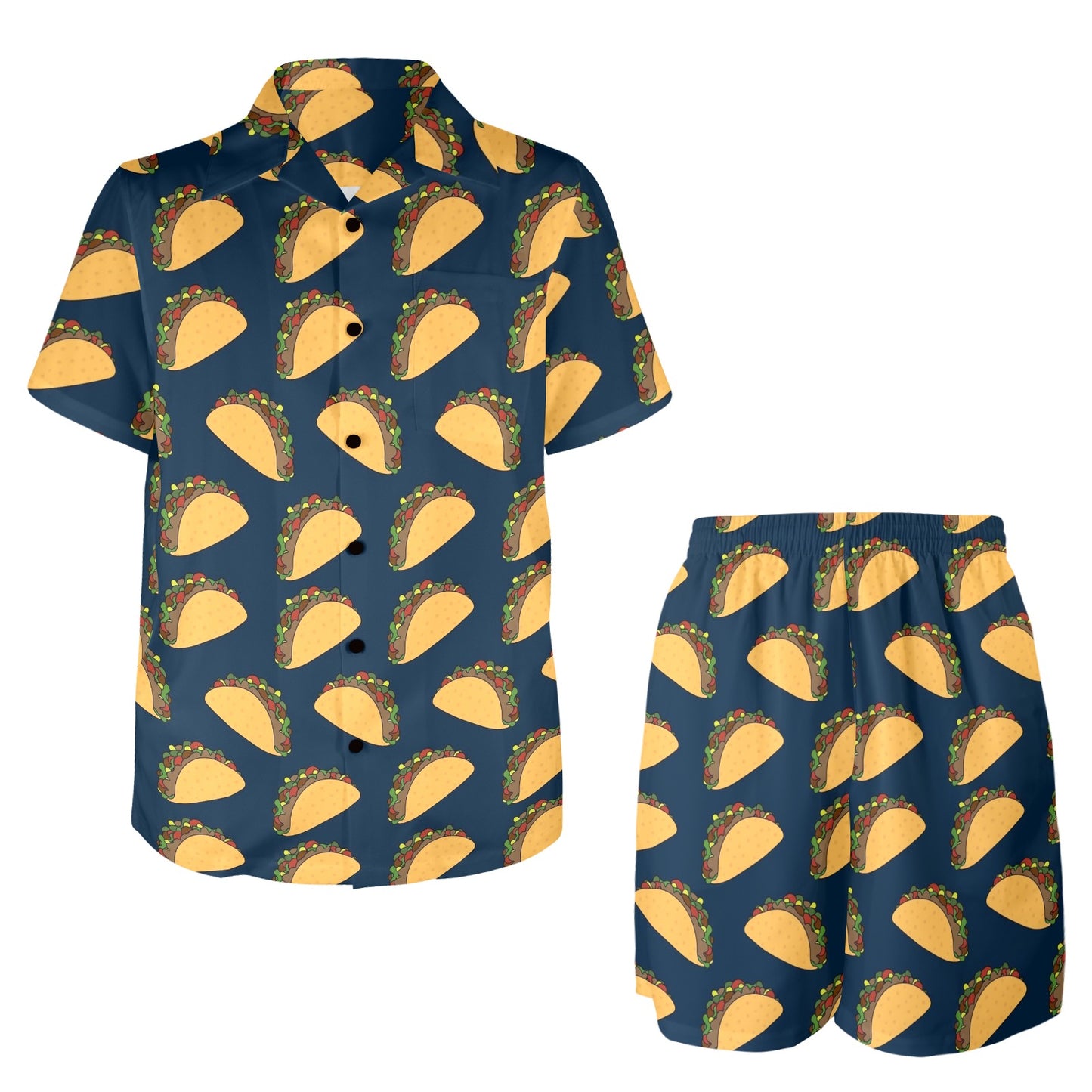 Taco Pattern Print Design TC04 Men's Beach Shirt and Shorts Set