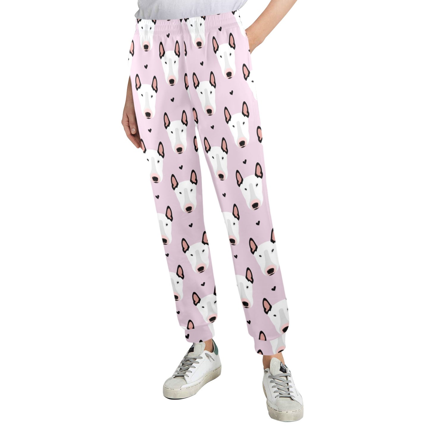 Bull Terrier Pink Print Pattern Women's Casual Track Pants