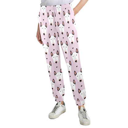 Bull Terrier Pink Print Pattern Women's Casual Track Pants