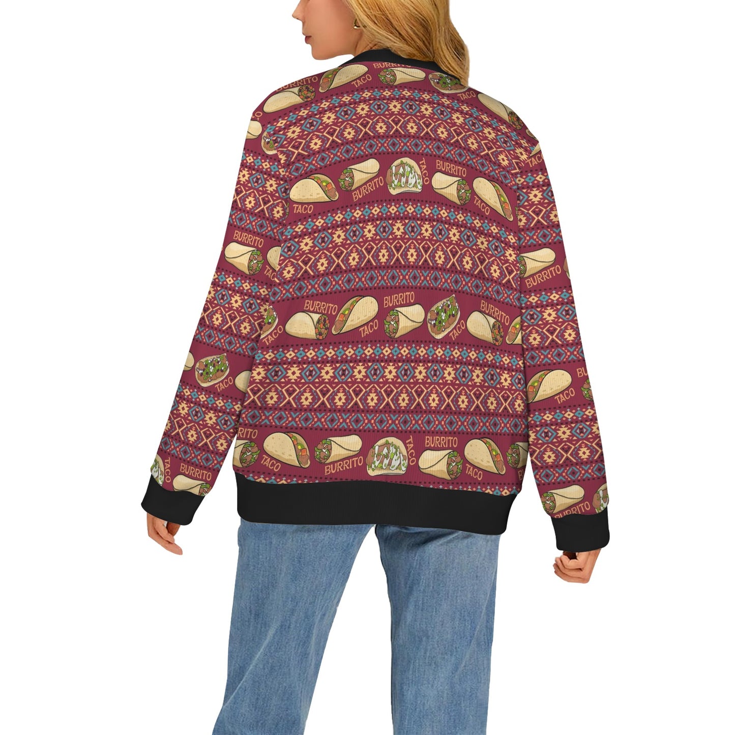 burrito taco Design Print Pattern JJ021 Women's Cardigan