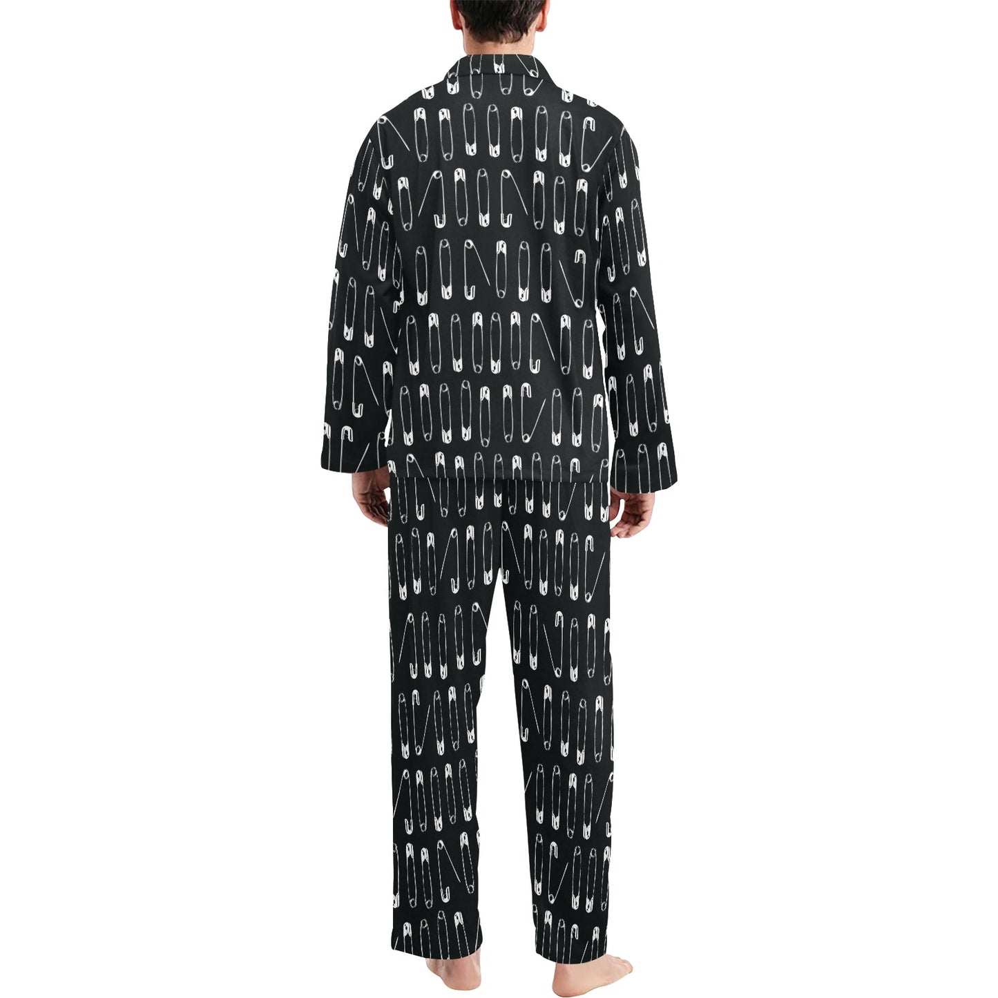 Safety Pin Print Design LKS302 Men's Long Pajama Set