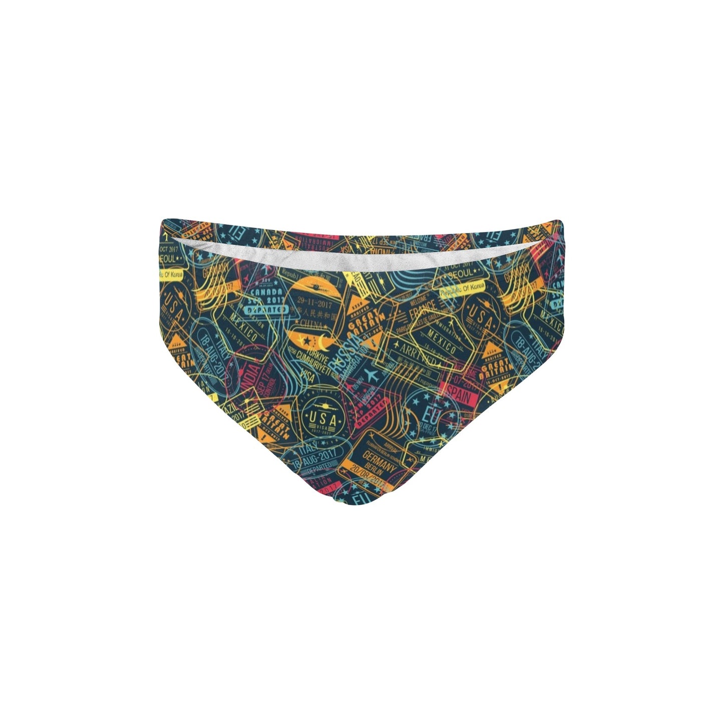 Travel Stamp Colorful Print Design LKS304 Men's Swimming Briefs