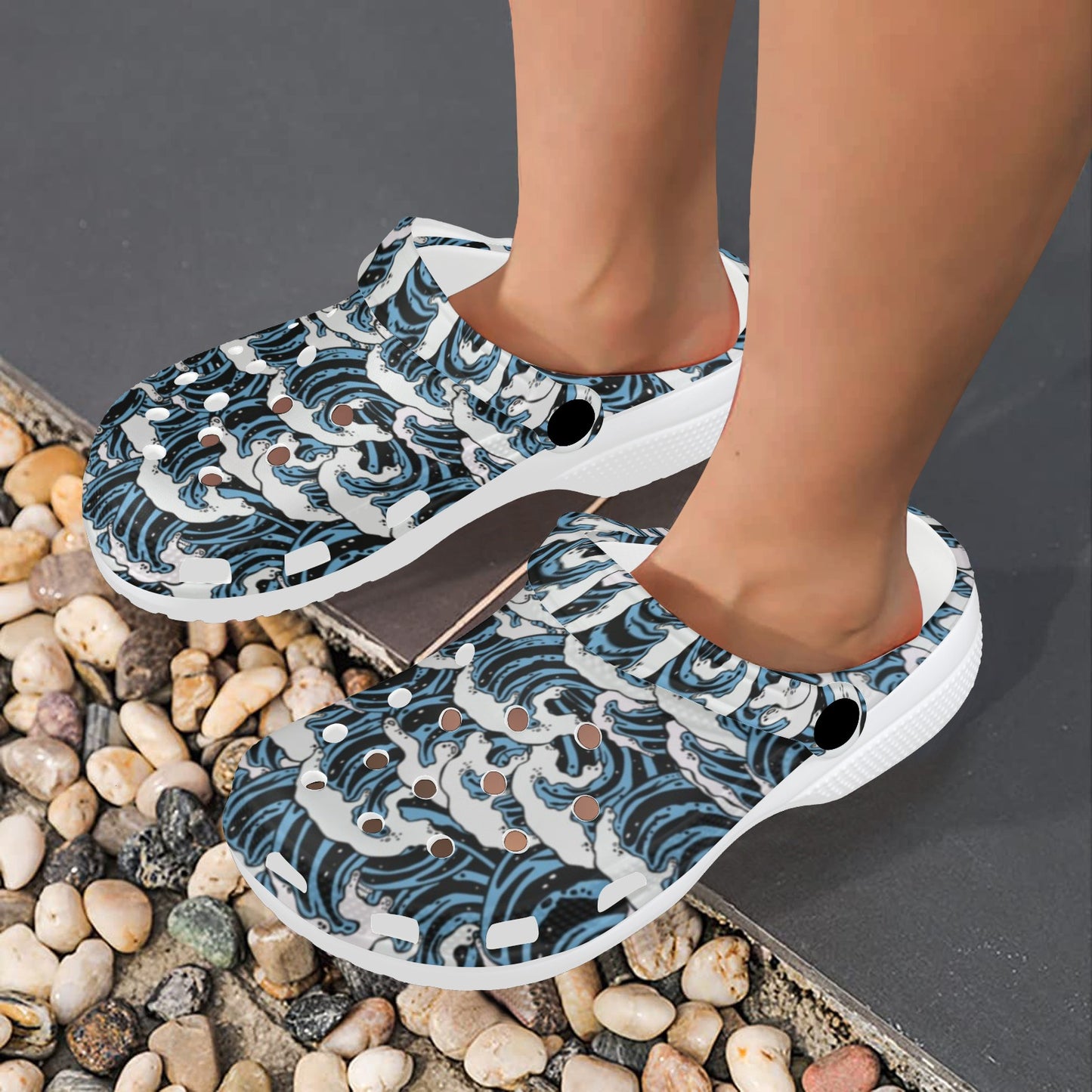 Surf Wave Pattern Print Unisex Clogs Shoes