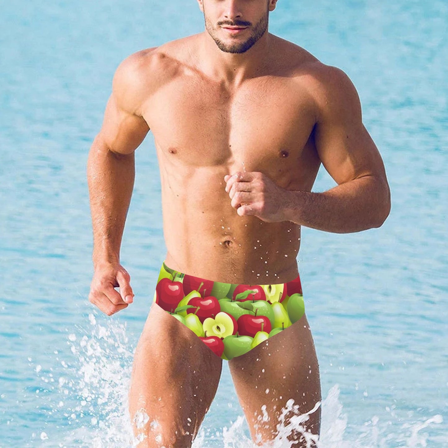 Apple Pattern Print Design AP03 Men's Swimming Briefs