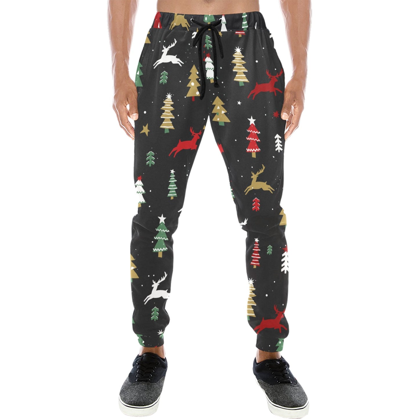Christmas Tree Deer Style Pattern Print Design 03 Men's Sweatpants