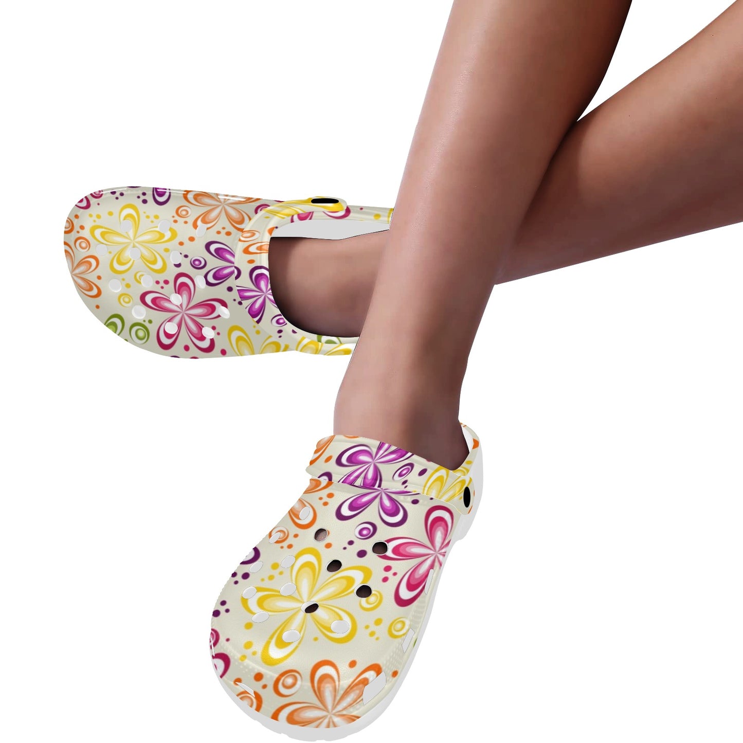 Flower Power Colorful Design Print Unisex Clogs Shoes