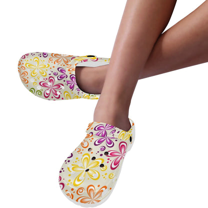 Flower Power Colorful Design Print Unisex Clogs Shoes