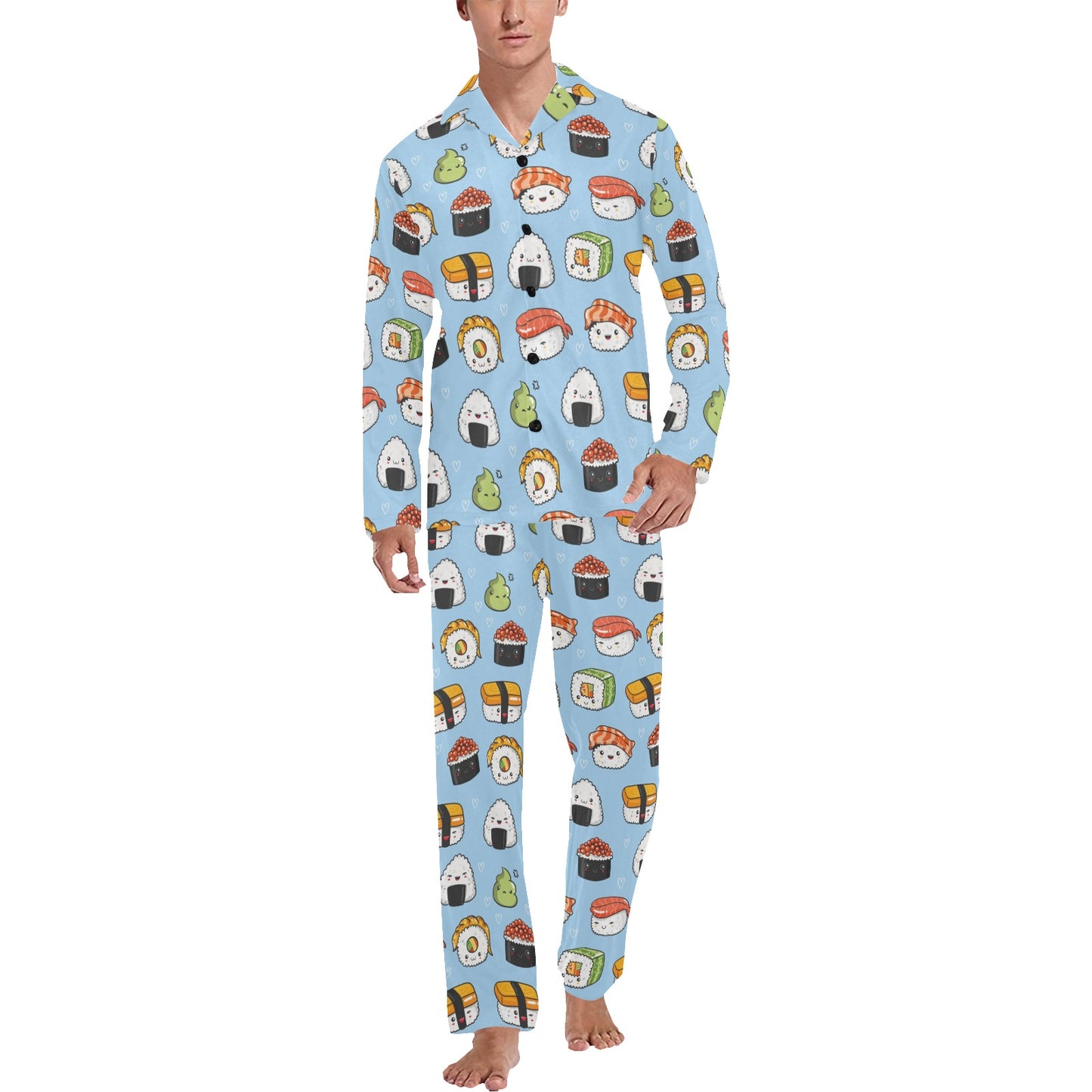 Sushi Print Design LKS303 Men's Long Pajama Set