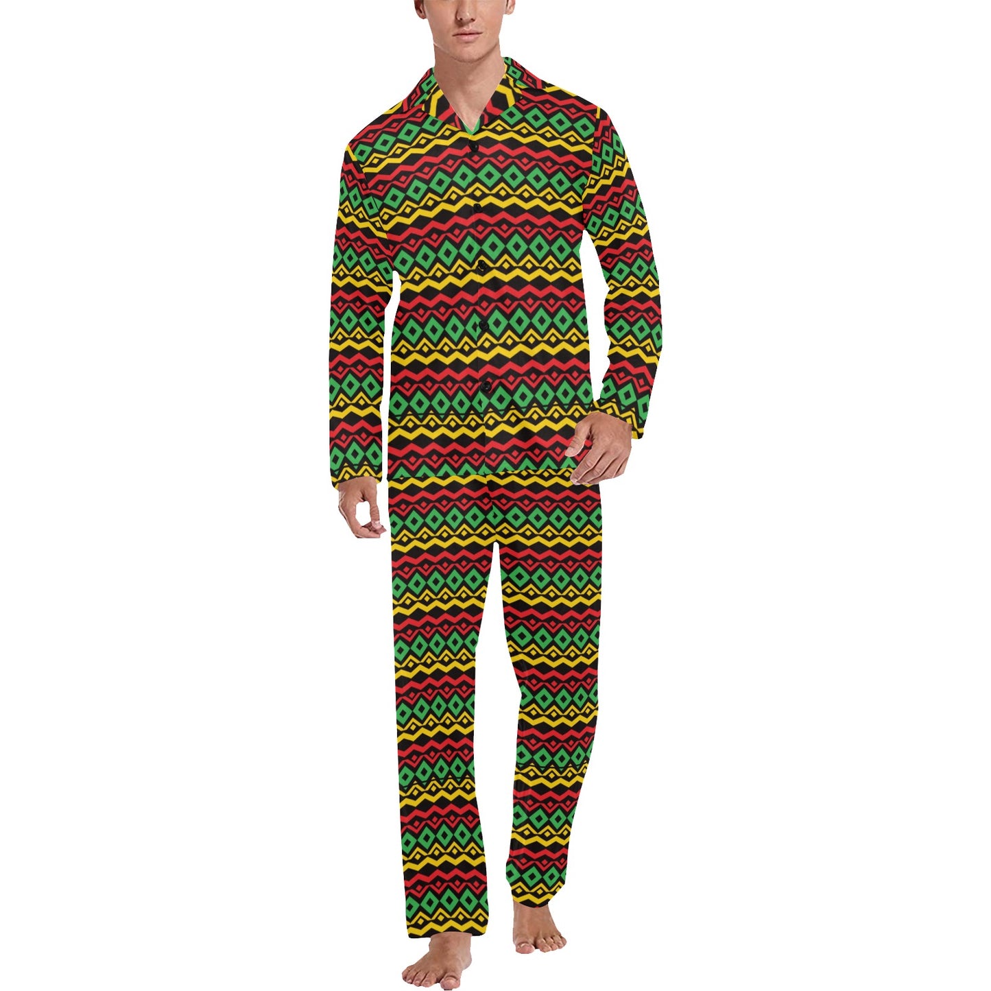 Rasta Reggae Color Themed Men's Long Pajama Set