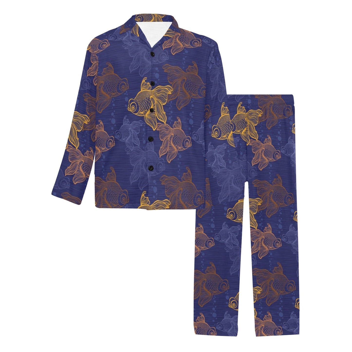 Goldfish Pattern Print Design 01 Men's Long Pajama Set