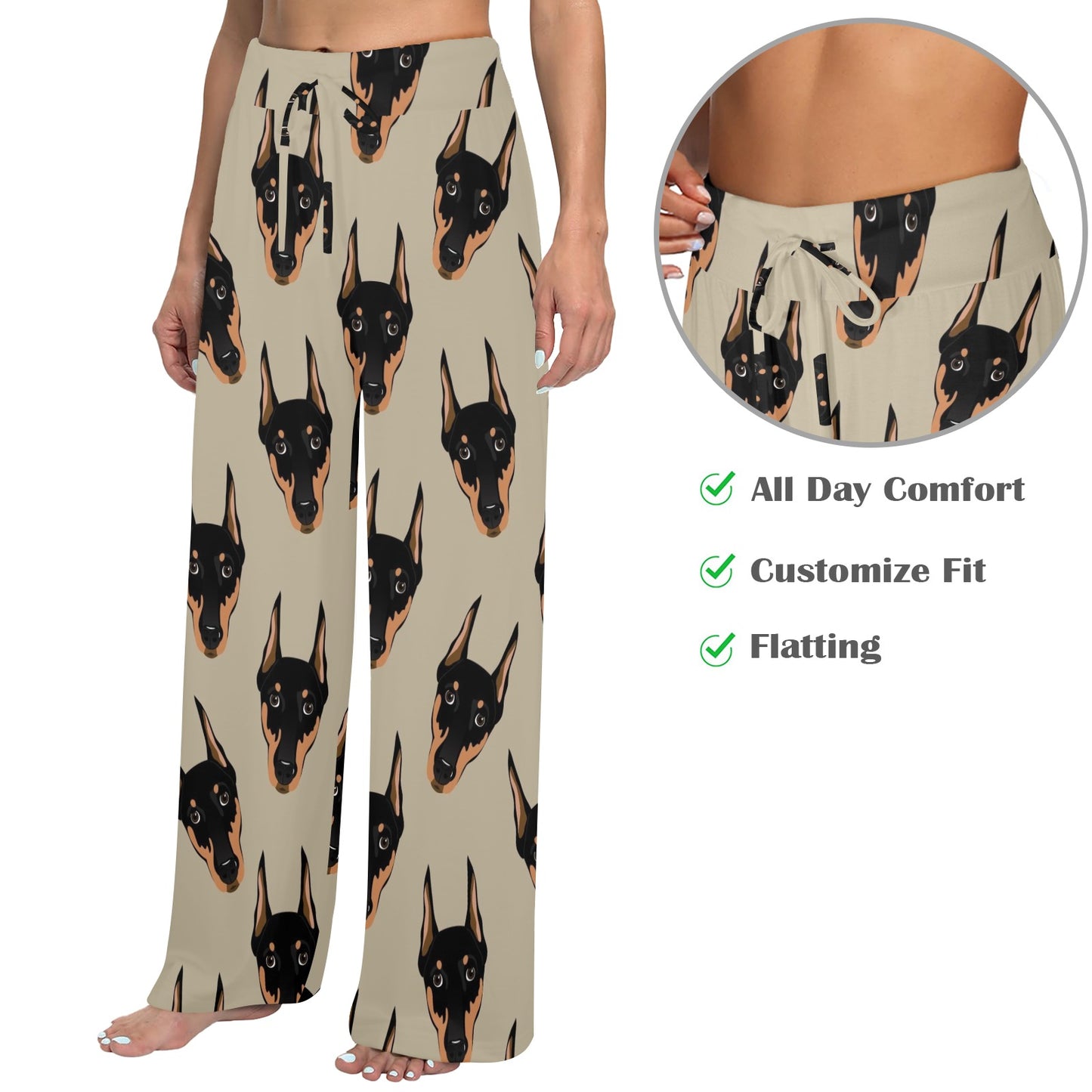 Doberman Pinschers Design Print Pattern JJ0114 Women's Wide Leg Lounge Pants