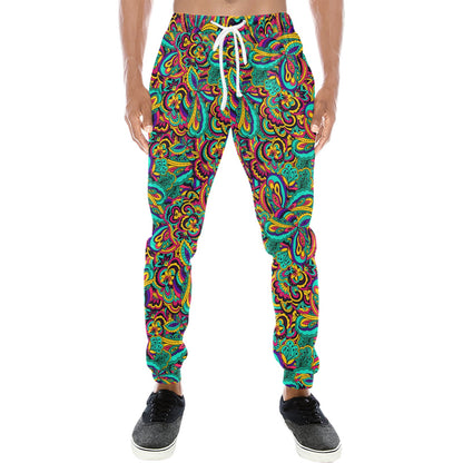 Psychedelic Trippy Floral Design Men's Sweatpants