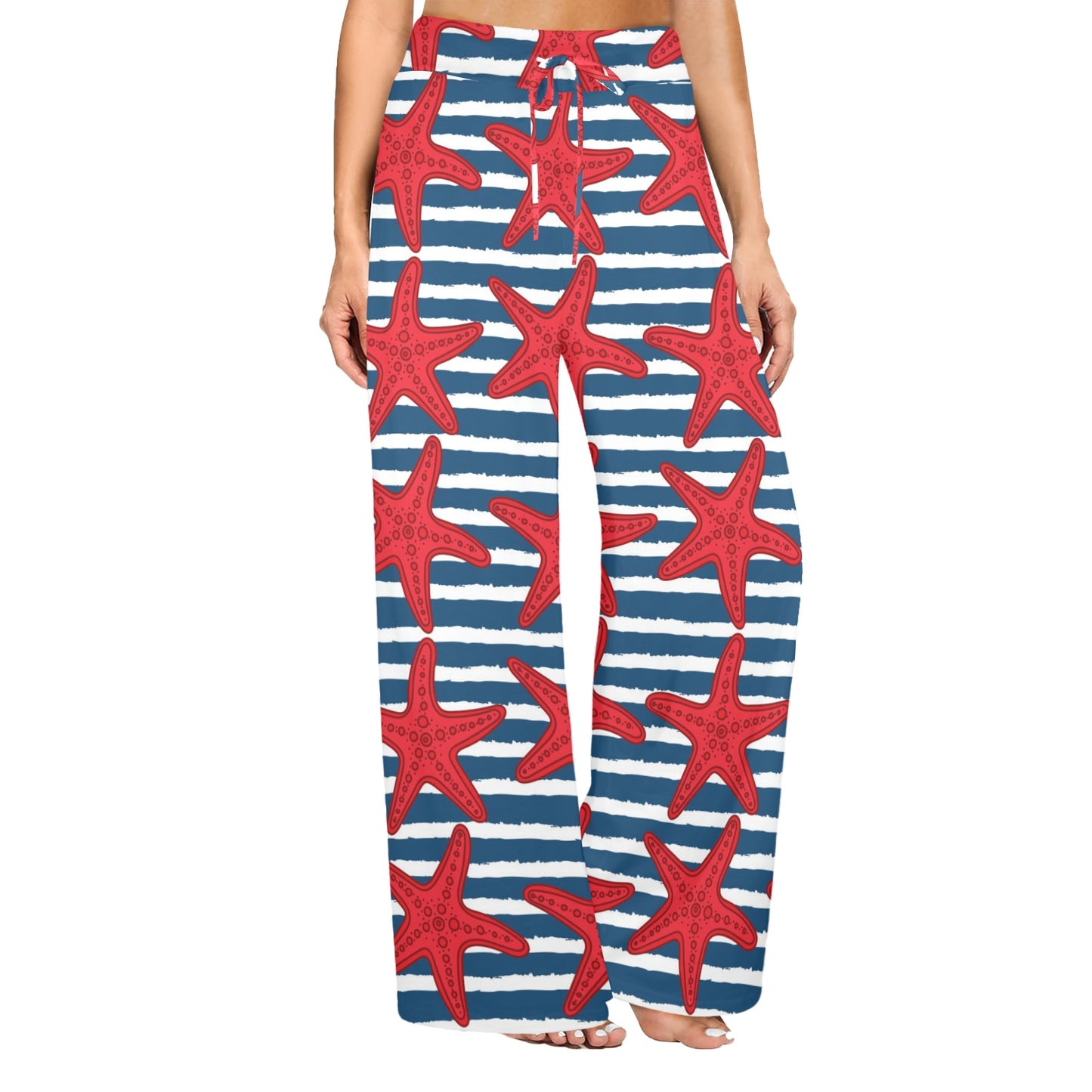 Starfish Red Pattern Print Design 02 Women's Wide Leg Lounge Pants