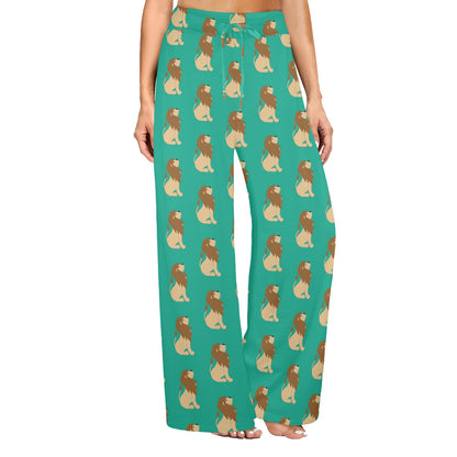Lion Pattern Print Design 02 Women's Wide Leg Lounge Pants