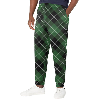 Plaid Green Pattern Print Design A05 Men's Casual Track Pants