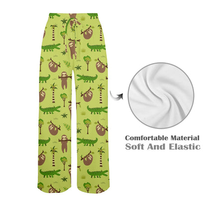 Alligator Pattern Print Design 04 Women's Wide Leg Lounge Pants