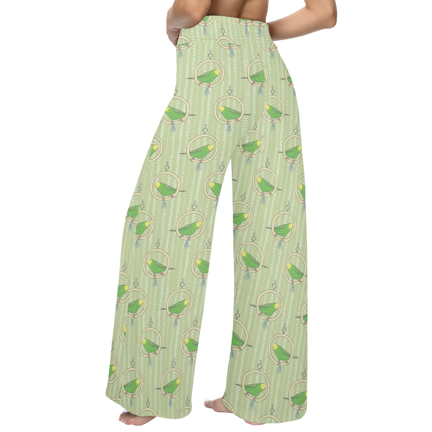 Budgerigar Pattern Print Design 02 Women's Wide Leg Lounge Pants