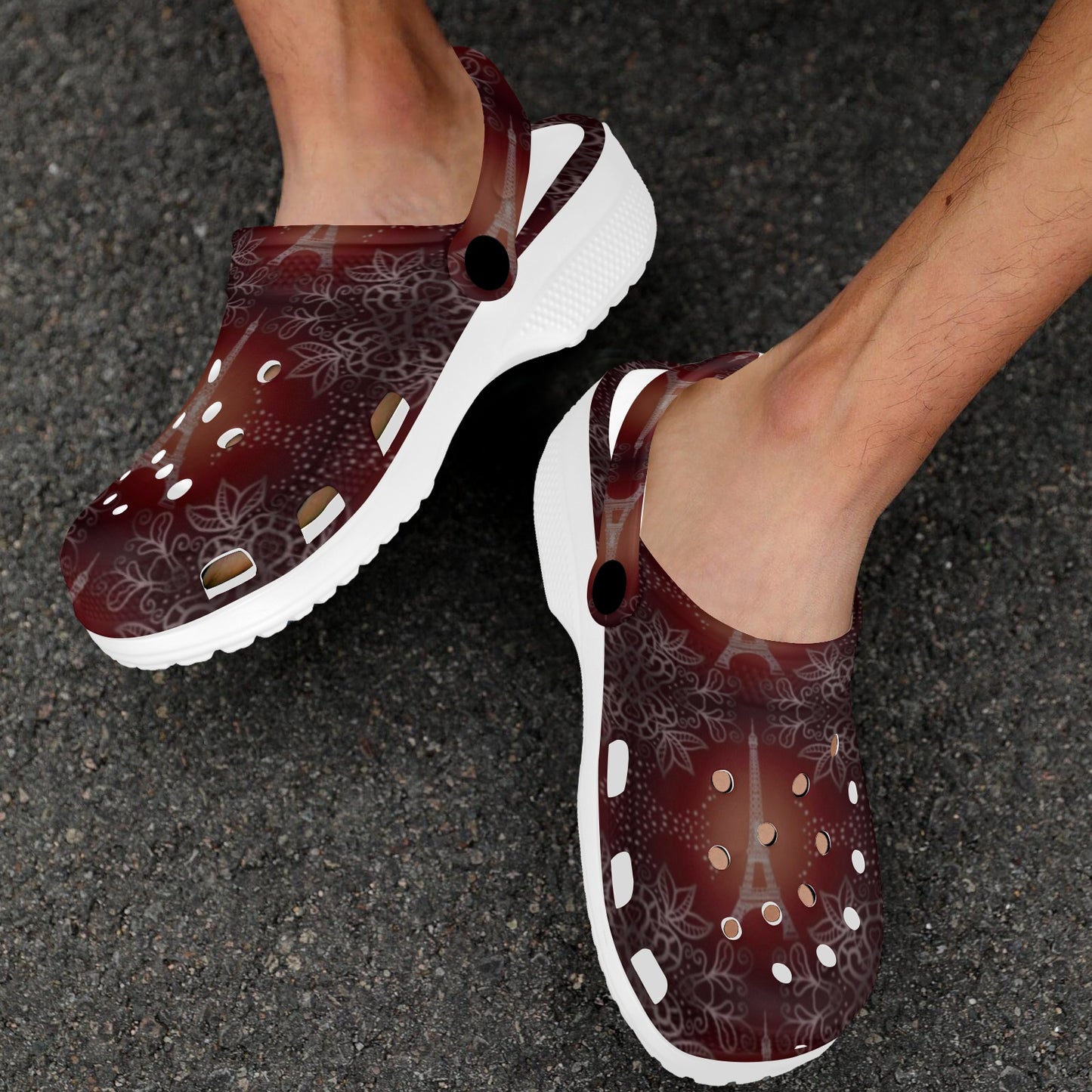 Eiffel Tower Drawing Print Unisex Clogs Shoes