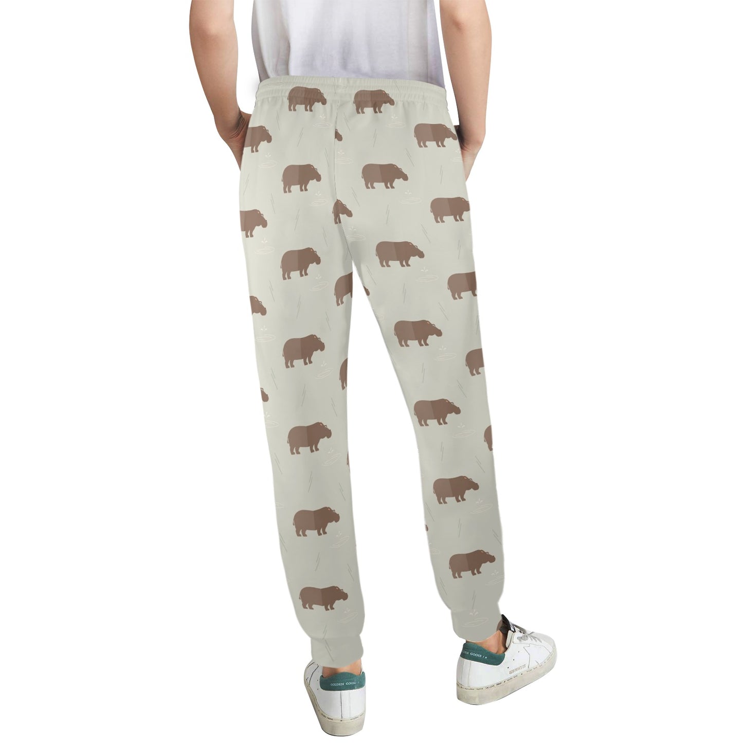 Hippo Design Print Pattern JJ0349 Women's Casual Track Pants