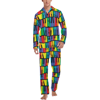 Piano Print Design LKS402 Men's Long Pajama Set