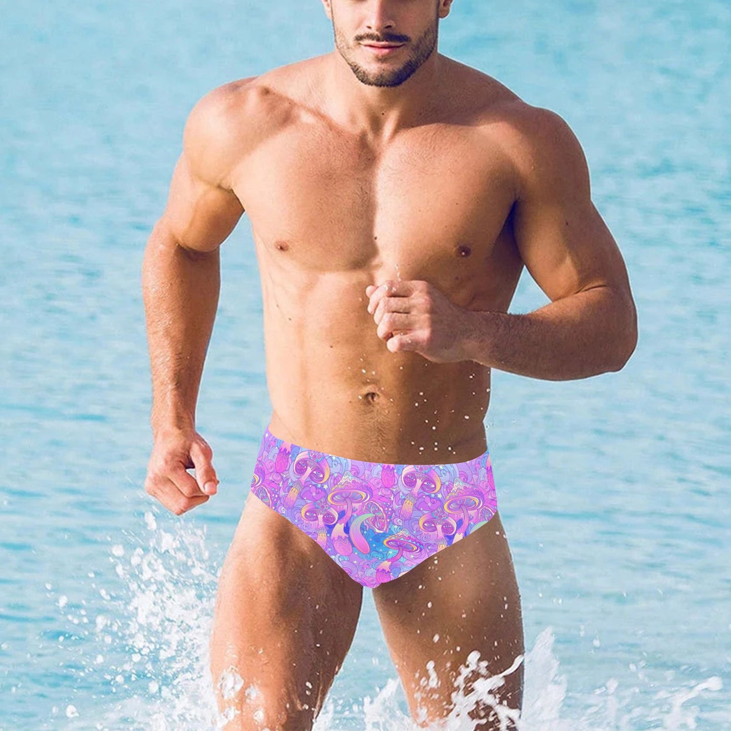 Psychedelic Trippy Mushroom Print Men's Swimming Briefs