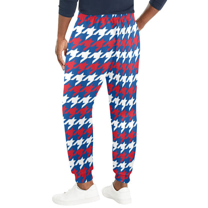 Patriotic Houndstooth Pattern Print Design A02 Men's Casual Track Pants