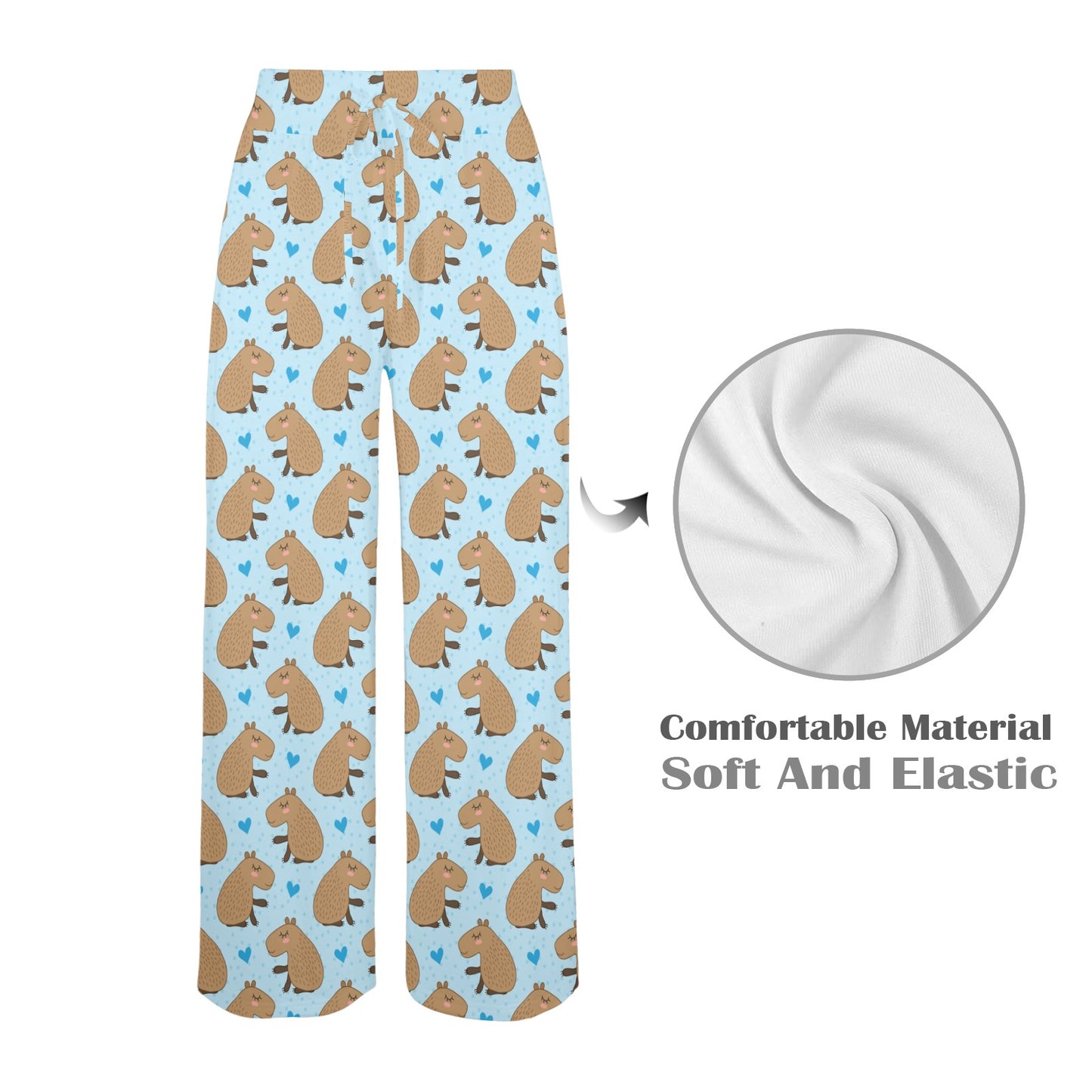 Capybara Pattern Print Design 01 Women's Wide Leg Lounge Pants