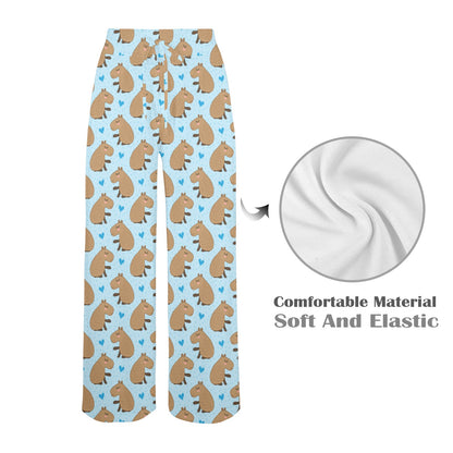 Capybara Pattern Print Design 01 Women's Wide Leg Lounge Pants