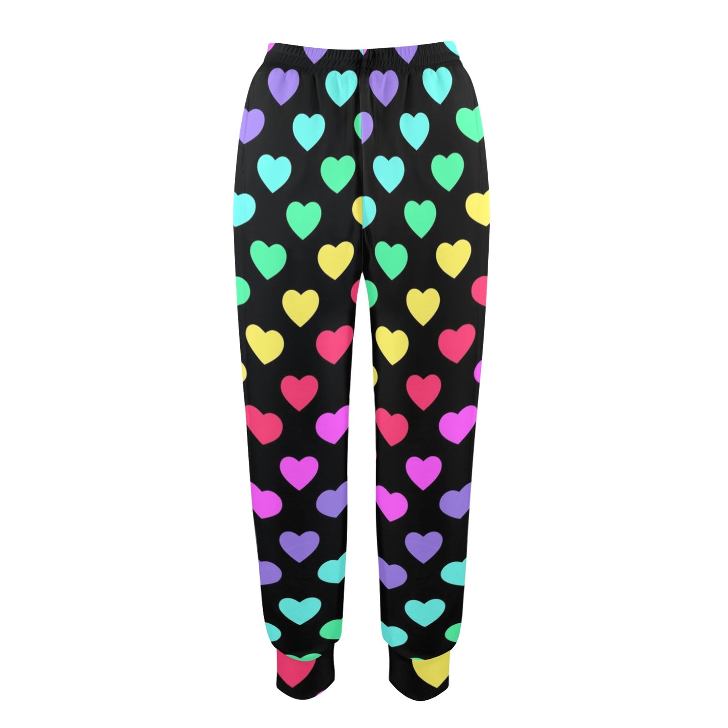 Heart Rainbow Pattern Print Design HE02 Women's Casual Track Pants