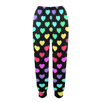 Heart Rainbow Pattern Print Design HE02 Women's Casual Track Pants